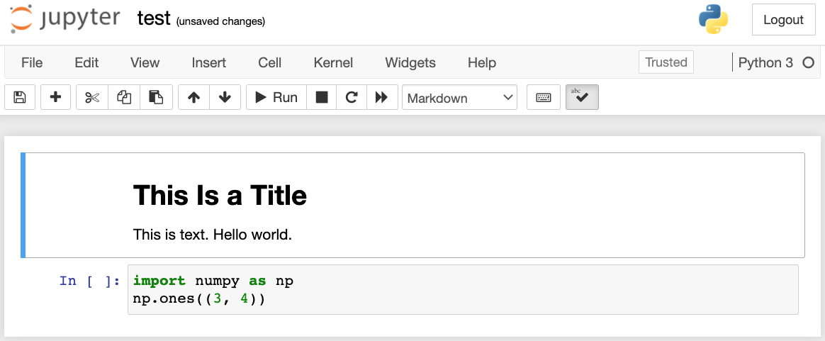 The markdown cell after running.